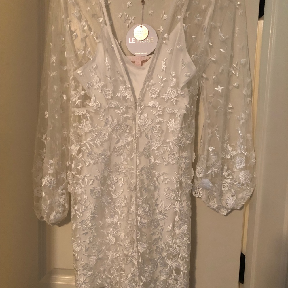 Beautiful white lace robe and satin slip